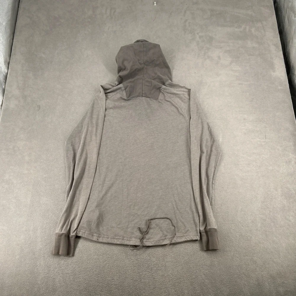 Nice Collective Mens Gray Hooded Long Sleeve Shirt Button Neck Pocket Size M